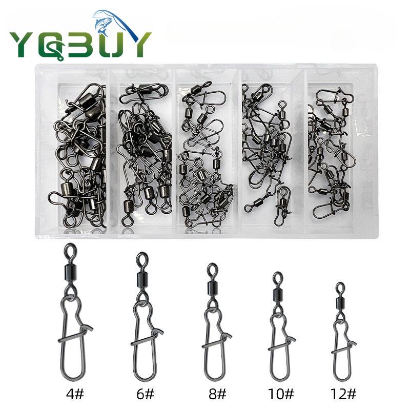 Fishing Swivel Connector - 50pcs Set 4#/6#/8#/10#/12# Stainless Steel Fishing